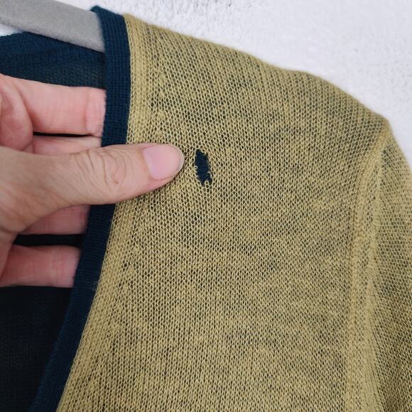 Loro Piana Cashmere Cardigan Womens 42 US 6 Green Blue Reversible FLAW HOLE - Picture 6 of 13